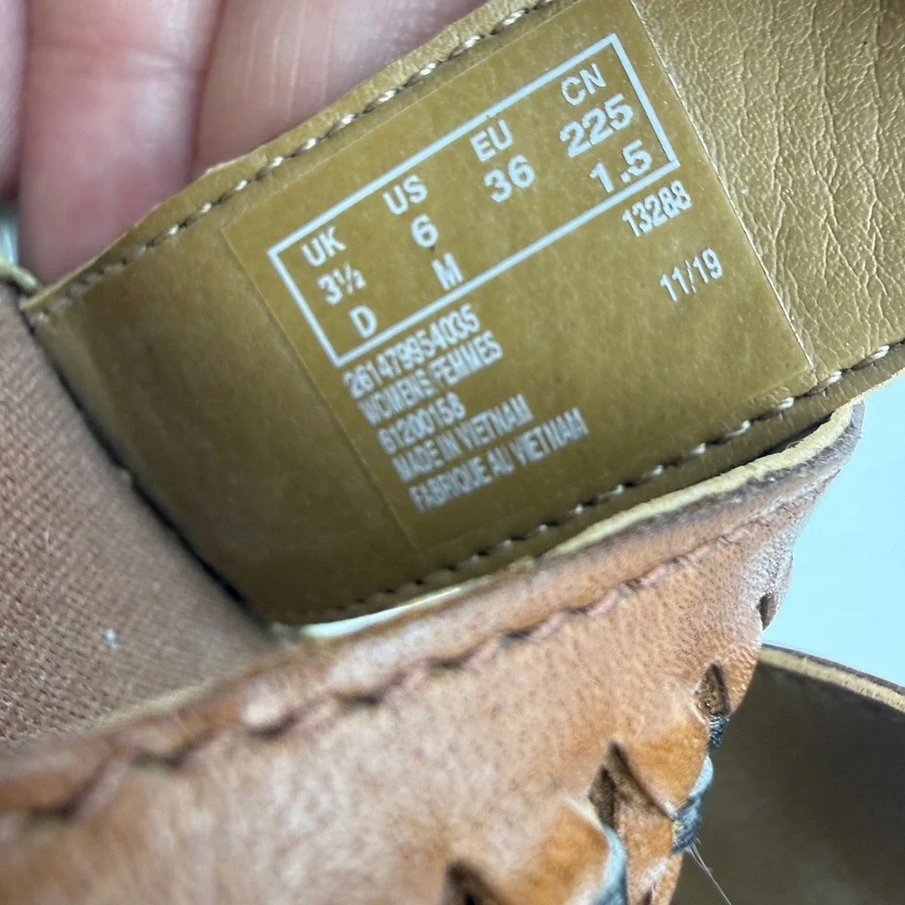 Clarks Unstructured Wedge Sandals Womens 6 Brown Leather Espadrille‎ Whipstitch